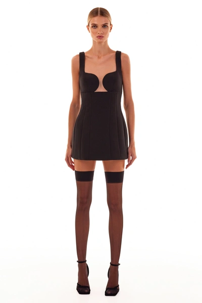 Milla Glossy Ultra Mini Dress In Black With Cutouts