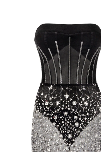 Milla Crystal-covered Fabulous Black Maxi Dress In Black