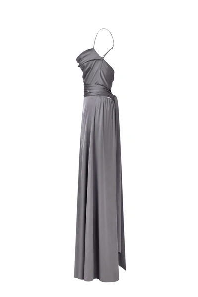 Milla Boudoir Dusty Blue Silk Slip Dress In Misty Rose