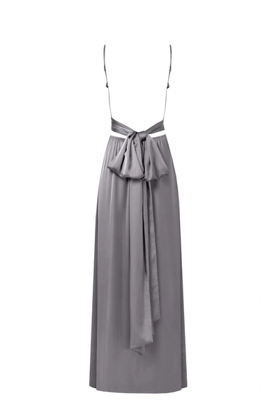 Milla Boudoir Dusty Blue Silk Slip Dress In Misty Rose