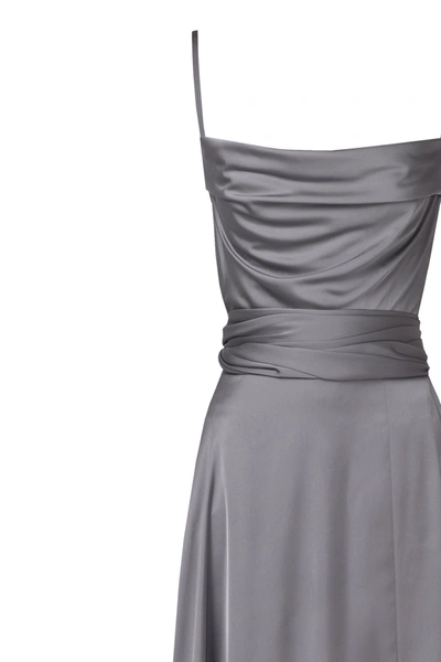 Milla Boudoir Dusty Blue Silk Slip Dress In Misty Rose