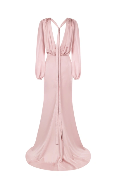 Milla Fancy Misty Rose Silk Maxi Evening Dress In Olive