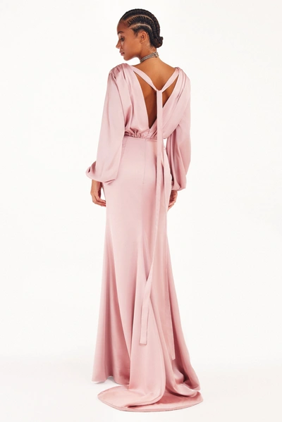 Milla Fancy Misty Rose Silk Maxi Evening Dress In Olive