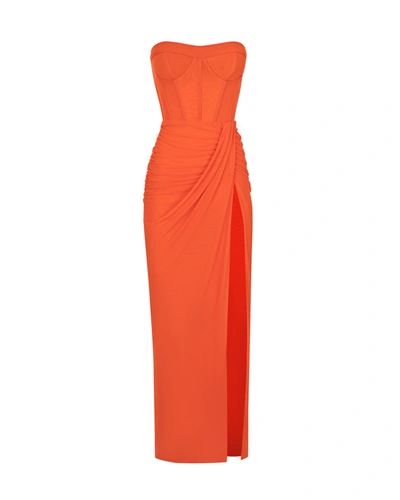 Shop Milla Coral Blazing Off-the-shoulder Maxi Dress