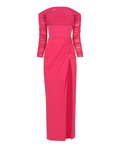 Shop Milla Striking Pink Off-the-shoulder Maxi Dress