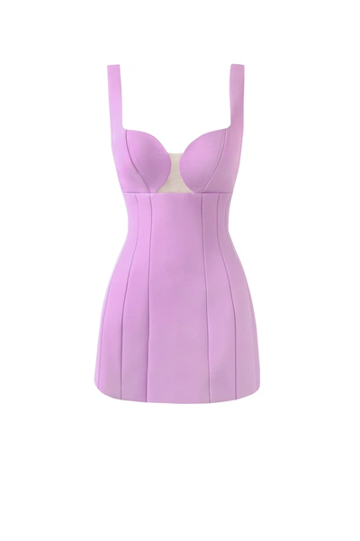 Milla Glossy Ultra Mini Dress In Lavender With Cutouts In Lavender