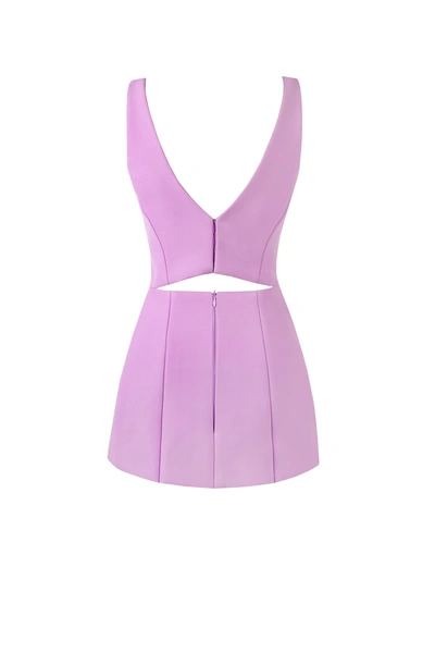 Milla Glossy Ultra Mini Dress In Lavender With Cutouts In Lavender