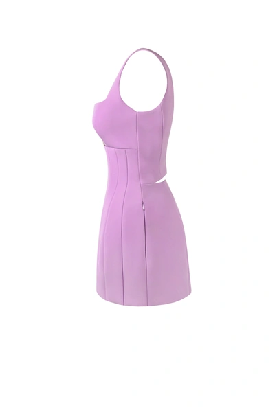 Milla Glossy Ultra Mini Dress In Lavender With Cutouts In Lavender