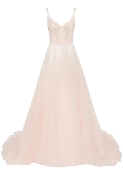 Milla Peach Multi-layered Tulle Gown In Peach