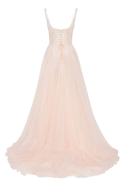Milla Peach Multi-layered Tulle Gown In Peach