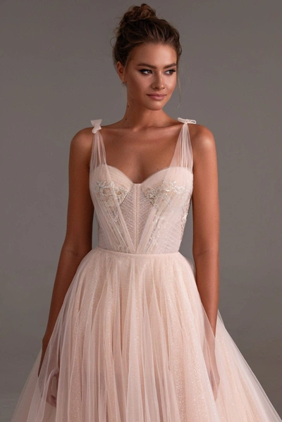 Milla Peach Multi-layered Tulle Gown In Peach