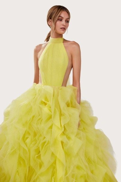 Milla Turtleneck Festive Yellow Evening Gown In Yellow