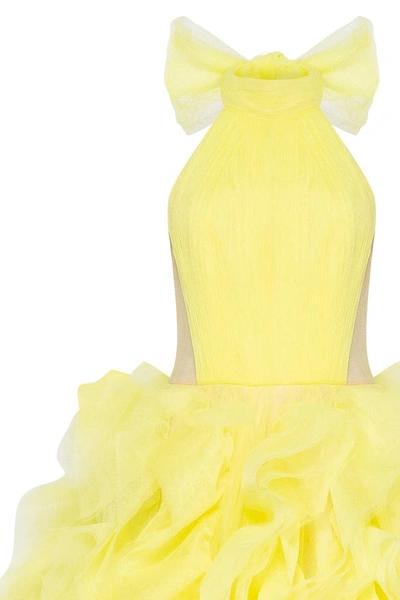 Milla Turtleneck Festive Yellow Evening Gown In Yellow