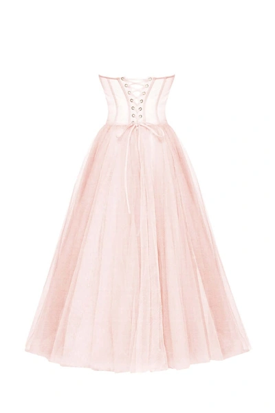 Milla Misty Rose Strapless Puffy Midi Tulle Dress In Misty Rose