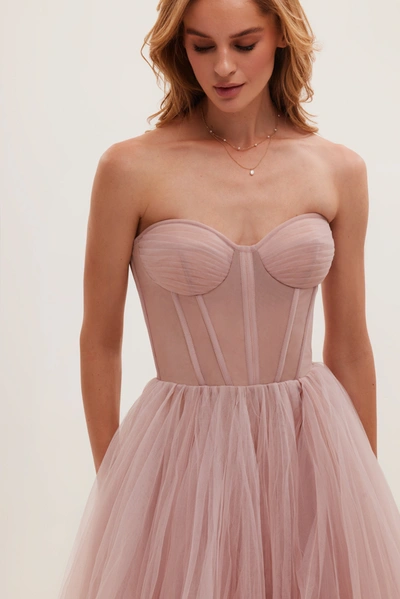 Milla Misty Rose Strapless Puffy Midi Tulle Dress In Misty Rose