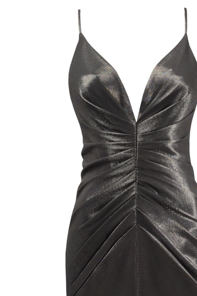 Milla Smoky Fitted Maxi Dress With High Slit In Gray