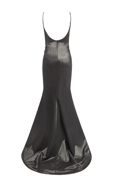 Milla Smoky Fitted Maxi Dress With High Slit In Gray