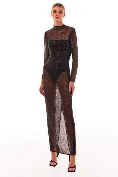 Milla Crystal-embellished Striking Maxi Dress In Black