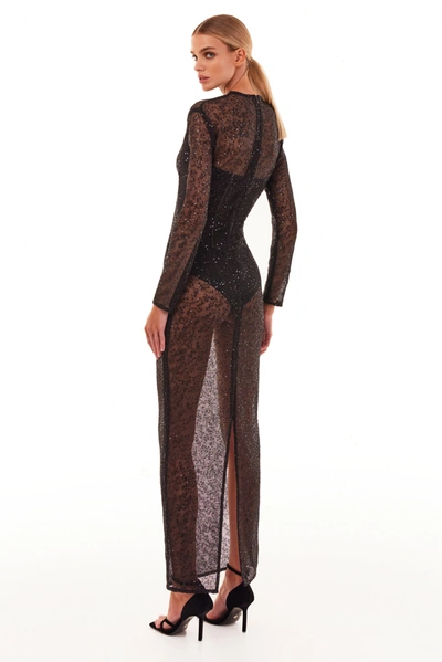 Milla Crystal-embellished Striking Maxi Dress In Black