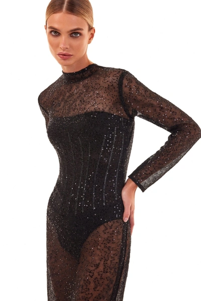 Milla Crystal-embellished Striking Maxi Dress In Black