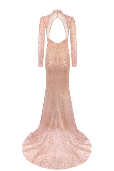 Shop Milla Radiant Long-sleeved Maxi Dress In Rose Gold In Rose Pink