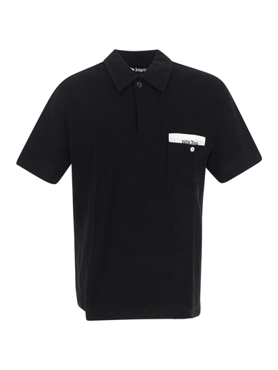 Shop Palm Angels Sartorial Tape Pocket Polo Shirt In Black