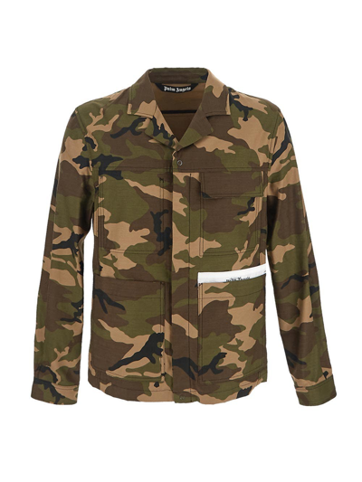 Shop Palm Angels Sartorial Tape Camo Work Jacket In Green