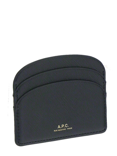 Apc A.p.c. Women Black Leather Demi-lune Card Holder In Black