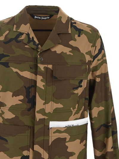 Shop Palm Angels Sartorial Tape Camo Work Jacket In Green