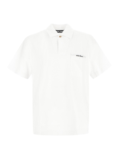Shop Palm Angels Sartorial Tape Pocket Polo Shirt In White