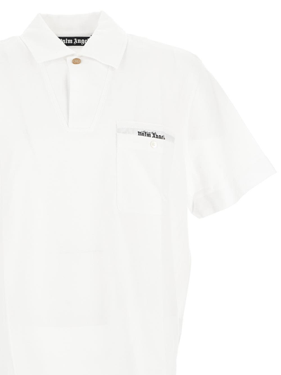 Shop Palm Angels Sartorial Tape Pocket Polo Shirt In White