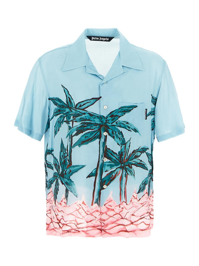 Shop Palm Angels Row Bowling Shirt In Multicolor