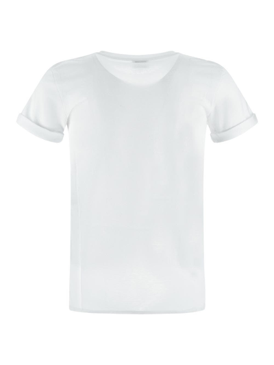 Shop Saint Laurent Logo Cotton T-shirt In White