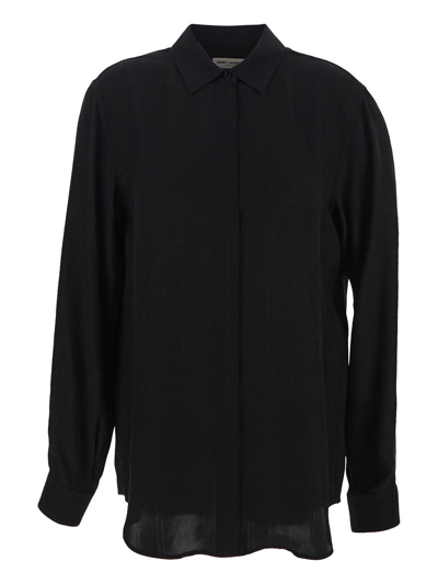 Shop Saint Laurent Tonal Logo Shirt In Black