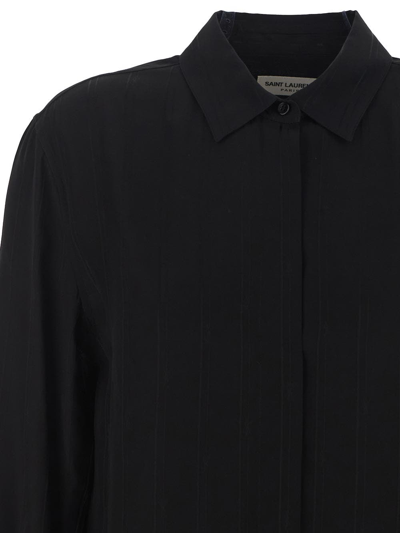 Shop Saint Laurent Tonal Logo Shirt In Black