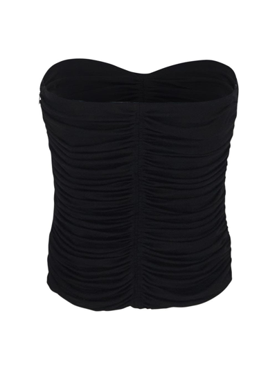 Saint Laurent Sleeveless Draped Cropped Top In Black