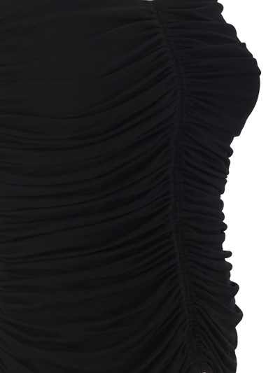 Saint Laurent Sleeveless Draped Cropped Top In Black