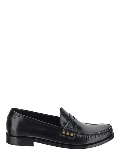 Shop Saint Laurent Leather Loafer In Black