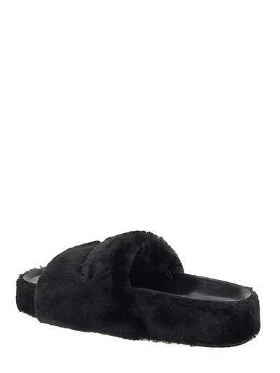 Shop Stella Mccartney Faux-fur Slides In Black