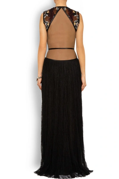 Shop Givenchy - Gown In Black Chantilly Lace And Sequined Tulle