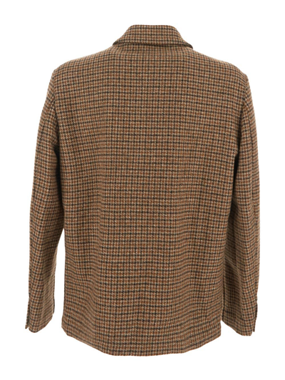 Shop Barena Venezia Wool Check Jacket In Brown
