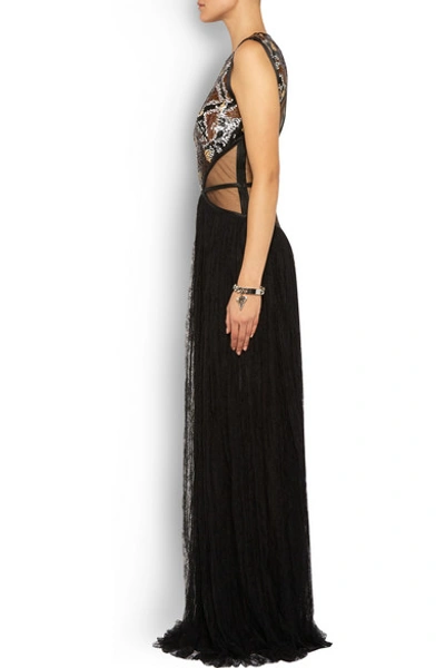 Shop Givenchy - Gown In Black Chantilly Lace And Sequined Tulle