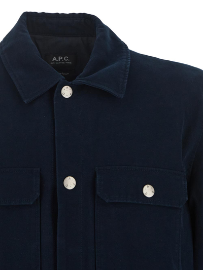 Shop Apc Alex Blouson Jacket In Blue