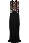 GIVENCHY GIVENCHY - GOWN IN BLACK CHANTILLY LACE AND SEQUINED TULLE