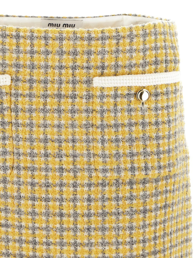 Miu Miu Bouclè Miniskirt In Yellow
