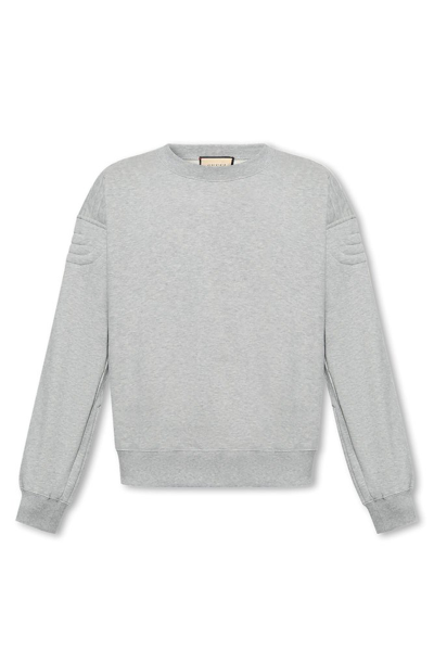 Shop Gucci Logo Printed Crewneck Sweatshirt In Grey