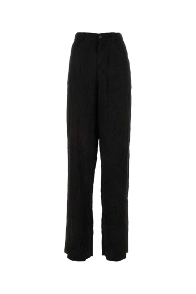 Shop Balenciaga Crinkled Effect Baggy Trousers In Black