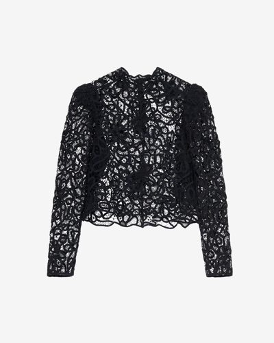 Shop Isabel Marant Neline Floral Embroidered Top In Black