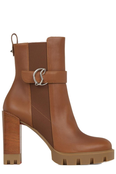 Shop Christian Louboutin Cl Chelsea Lug Boots In Brown