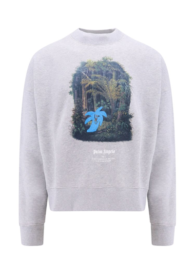 Shop Palm Angels Graphic Printed Crewneck Sweatshirt In Grey